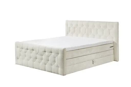 Boxspringbett- Liegefläche ca. 180x200 cm, Stoff, Creme