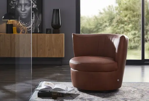 Sessel Cativa - drehbar, Leder, Cognac