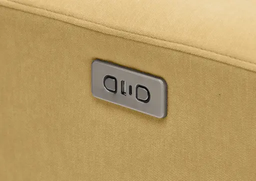 Ecksofa - 2-Sitzer mit Longchair rechts, Sitztiefe verstellbar motorisch, Stoff, Senfgelb