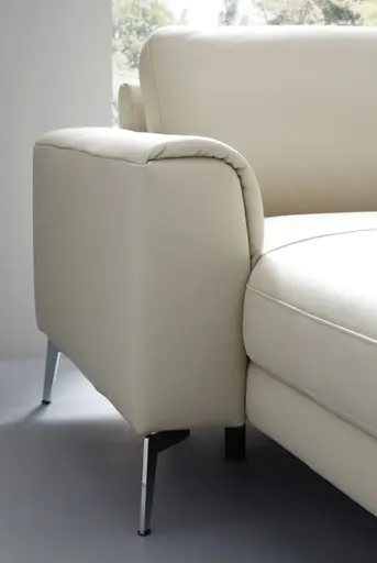 Ecksofa Enna - Longchair Links mit 1,5-Sitzer inklusive Relaxfunktion (motorisch), Leder, Ecru