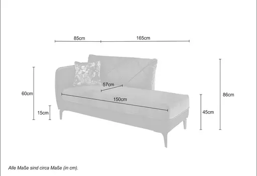 Recamiere JERINA - Stoff, Hellgrau