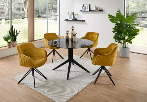 Armlehnstuhl - drehbar, Samt, Goldfarben