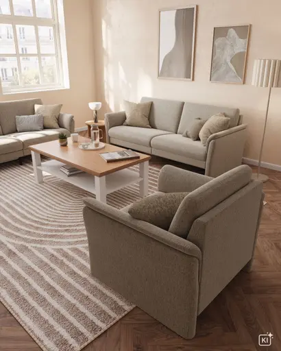 Sofa Gomera - 3-Sitzer, Stoff, Graubeige