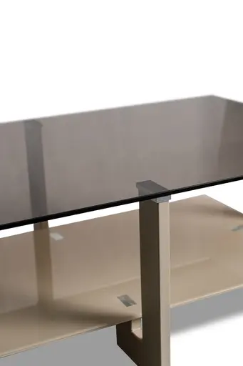 Couchtisch - LB ca. 100x60 cm, Bronze, Cremeweiß