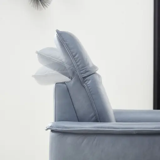 Sofa Bolivien - 2,5-Sitzer groß, Kopfteil verstellbar, Leder, Steel