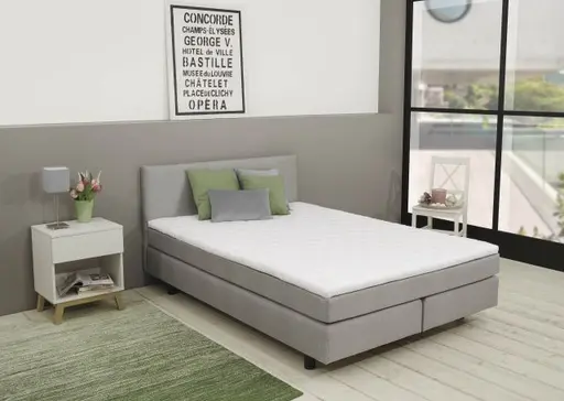 Boxspringbett- Liegefläche ca. 120x200 cm, Stoff, Grau