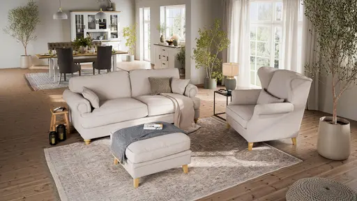 Sofa Mapleton - 3-Sitzer, Stoff, Creme