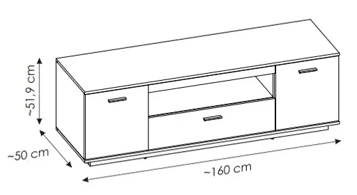 TV-Lowboard - B ca. 160 cm, Alpinweiß, Viking Eiche Nachbildung