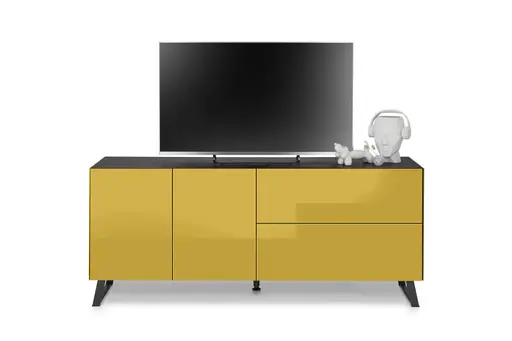 Lowboard - B ca. 181 cm, Goldgelb, Keramikoptik