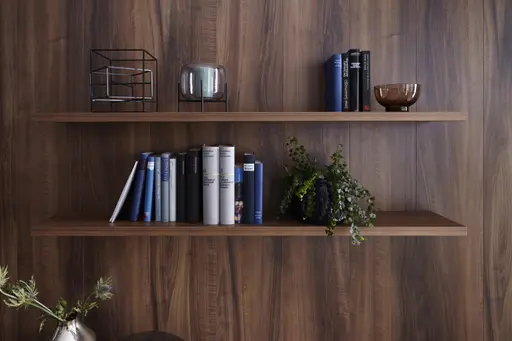 Wohnwand 4450 - Nussbaumfurnier, Lack, Eisengrau