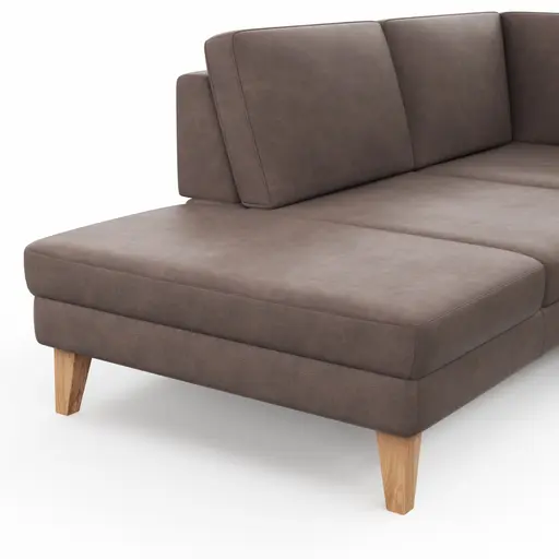 Ecksofa Houston - 1-Sitzer mit Abschlussteil links, Eckelement und 2,5-Sitzer rechts, inkl. Sitztiefenverstellung und Armlehne klappbar, Leder, Dunkelbraun