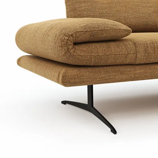 Ecksofa Lucero - 2-Sitzer mit Longchair rechts inkl. Rückenlehne verstellbar, Stoff, Senfgelb