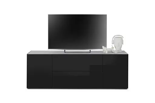 Lowboard - B ca. 181 cm, Schwarz, Keramikoptik