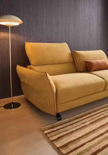 Sofa Fiolina - 3-Sitzer inkl. Schlaffunktion, Stoff, Senfgelb