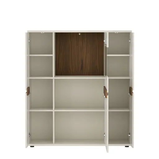 Vitrine - B ca. 120 cm, Kaschmir, Nussbaum Nachbildung