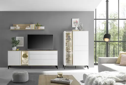 Wandboard - B ca. 150 cm, Weiß, Asteiche