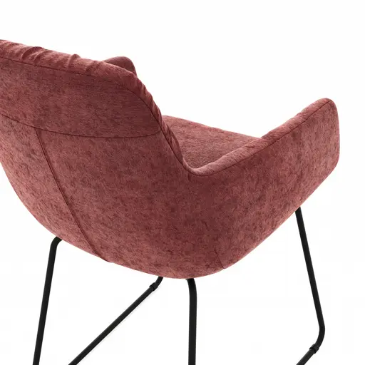 Armlehnstuhl Pelle - Stoff, Weinrot, Kufe, Schwarzgrau