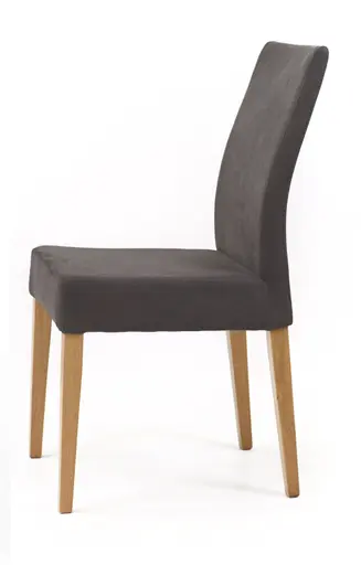 Stuhl - Stoff, dunkelbraun, Eiche massiv