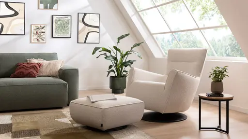 Sessel Lilaia - inkl. Dreh- und Wippfunktion, Stoff, Creme