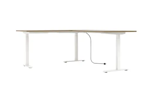 Winkelschreibtisch - höhenverstellbar, LB ca. 185x177 cm, Artisan Eiche Nachbildung, Weiß