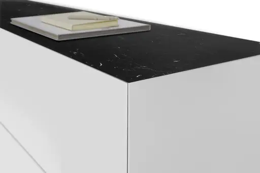 Lowboard - B ca. 181 cm, Weiß, Keramikoptik