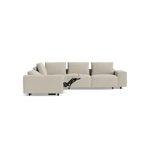 Ecksofa Sorano - Ecke links, 2-Sitzer, inkl. Relaxfunktion und motorischen Sitzvorzug, Stoff, Graubeige