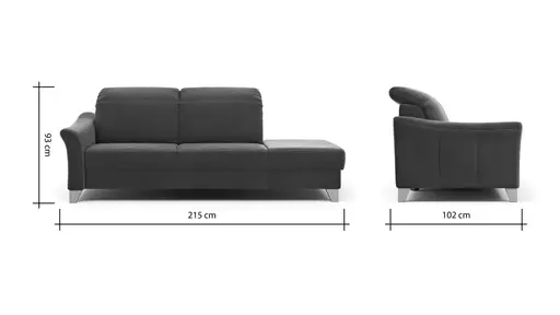Sofa Canterbury - Recamiere links inkl. Kopfteil verstellbar und Sitzvorzug (motorisch), Stoff, Dunkelbraun