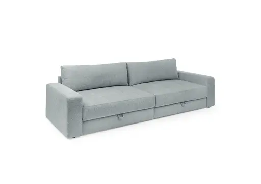 Big-Sofa Jella - 2-Sitzer, Schlaffunktion mit Bettkasten, Stoff, Aqua