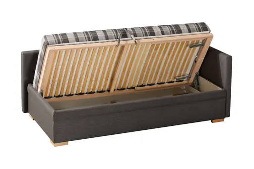 Einzelliege - mit Bettkasten, Stoff, Karo