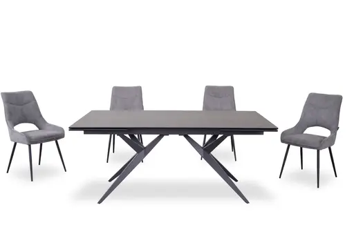 Esstisch MICHELA - ausziehbar, LB ca. 180x95 cm, Glaskeramik, Dunkelgrau
