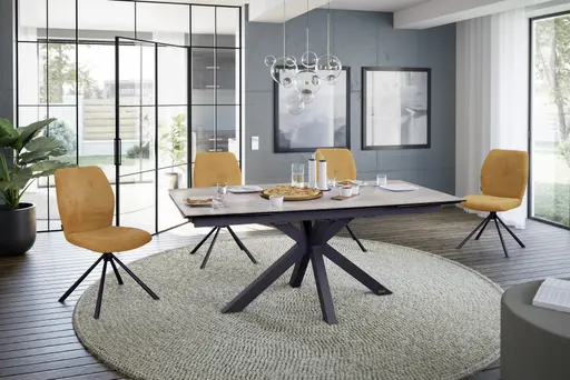 Stuhl MANOA - drehbar, Stoff, Senfgelb