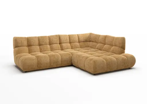 Ecksofa - 2-Sitzer mit Ecke rechts, Stoff, Goldfarben