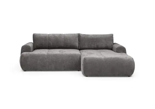 Ecksofa - 2-Sitzer mit Longchair rechts, Stoff, Steingrau