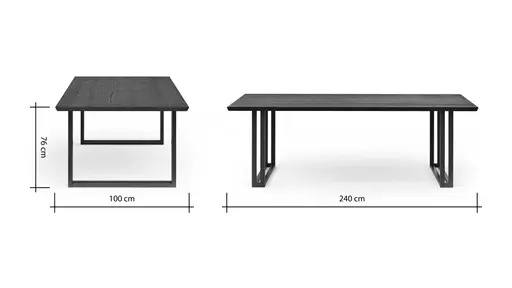 Esstisch Clifton - BL ca. 100x240 cm, Zerreiche massiv, Smoke