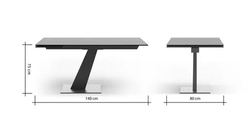 Esstisch Iseo - LB ca. 140x80 cm, ausziehbar, Keramik, Grau