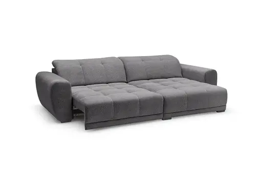 Ecksofa -2-Sitzer mit Longchair rechts, Kopfteil verstellbar, Sitztiefe verstellbar motorisch, Stoff, Anthrazit