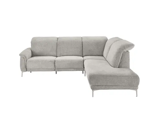 Ecksofa - 3-Sitzer mit Ecke rechts, Kopfteil verstellbar, Stoff, Grau
