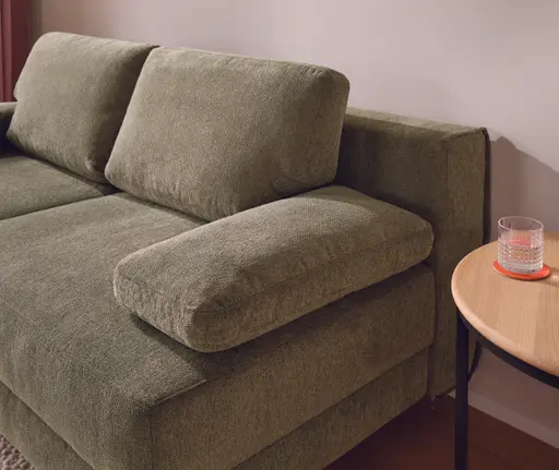 Schlafsofa Carmona - 2-Sitzer inkl. Schlaffunktion und Bettkasten, Stoff, Grün