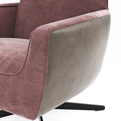 Drehsessel Matina - Größe M, Leder&Stoff, Nougat, Weinrot