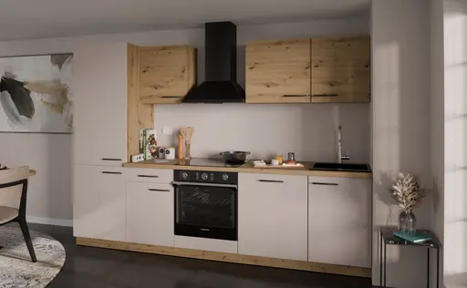 Küchenblock- ohne E-Geräte, B ca. 280 cm, Eiche Dekor, Kaschmir, Matt