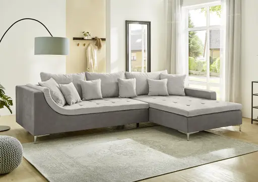 Ecksofa - 2,5-Sitzer, Ecke rechts, Stoff, Dunkelgrau