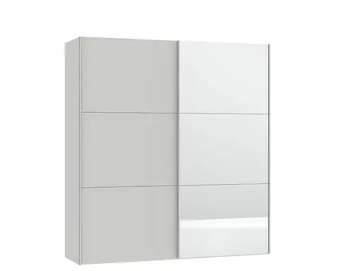 Schwebetürenschrank JOIN IT- B ca. 202 cm., Hellgrau, Matt, Spiegel