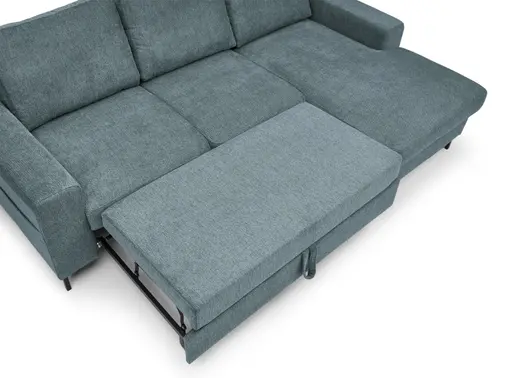 Ecksofa - 2-Sitzer mit Longchair rechts, Stoff, Azur
