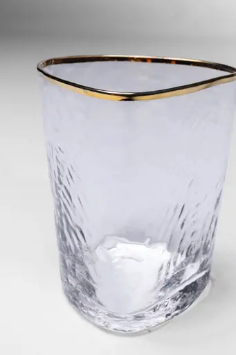 Wasserglas- D ca. 9 cm, Glas, Transparent, Goldfarben