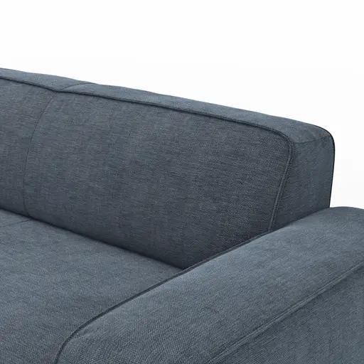 Ecksofa Denver - Longchair links mit 2,5-Sitzer, Stoff, Blau