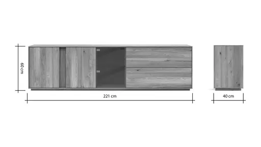 Mediaboard Saratoga - Wildeiche massiv, natur geölt