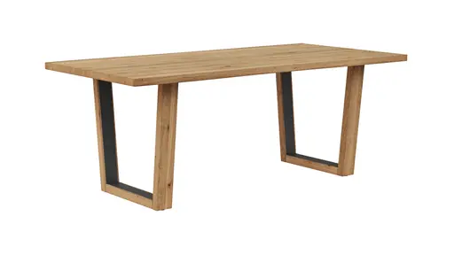 Esstisch Belfast - LB ca. 200x100 cm, Eiche massiv, mit Metalleinlage im Gestell