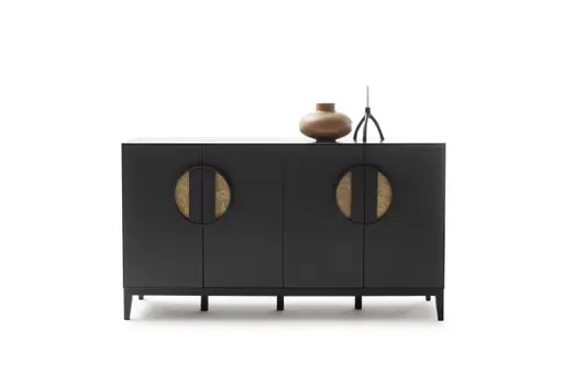 Sideboard Jyn - BHT ca. 197x109x46 cm, Lack, Schwarz