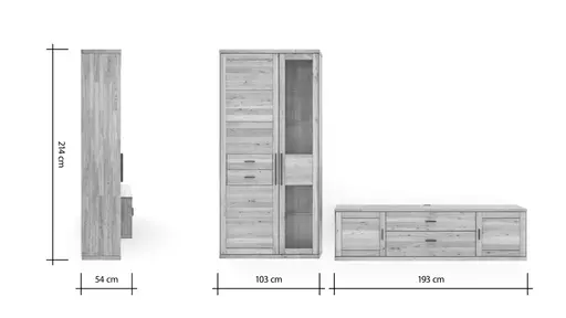 Wohnwand Faro 6.0 -  Wildeiche massiv, geölt