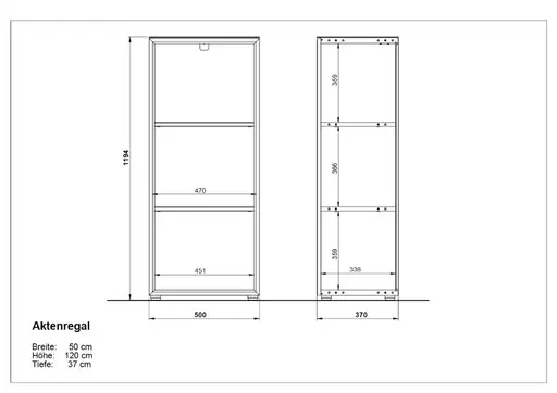 Aktenregal GWEN - B/H/T ca. 50x120x37 cm, Weiß